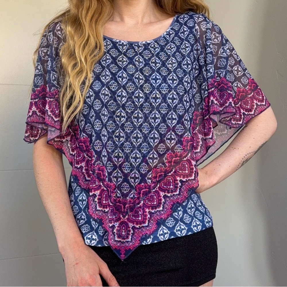 Y2K Vintage Poncho Blouse